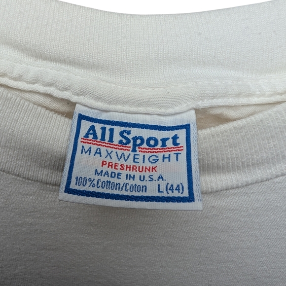 Vintage 90's Davis World final Sweden crew neck long sleeve White Cotton T shirt - Picture 6 of 8